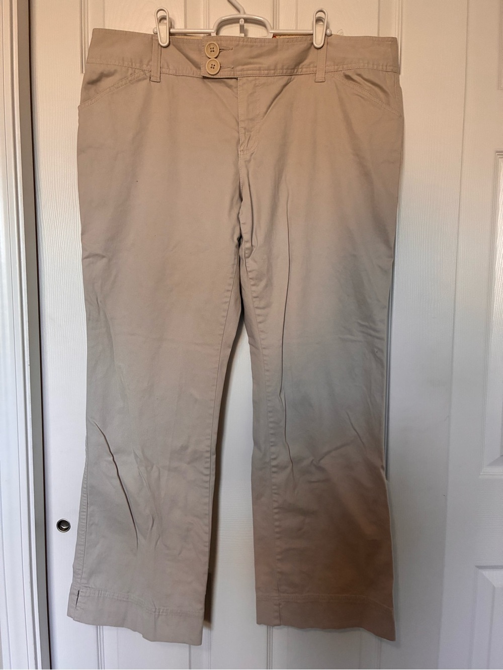 Old Navy Wide Leg Pants Chinos Low Waist Stretch Tan Khaki Women’s Sz 18